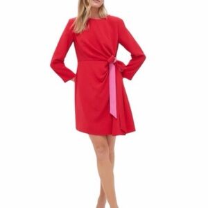 Tuckernuck Red Long Sleeve Dress with Pink Tie